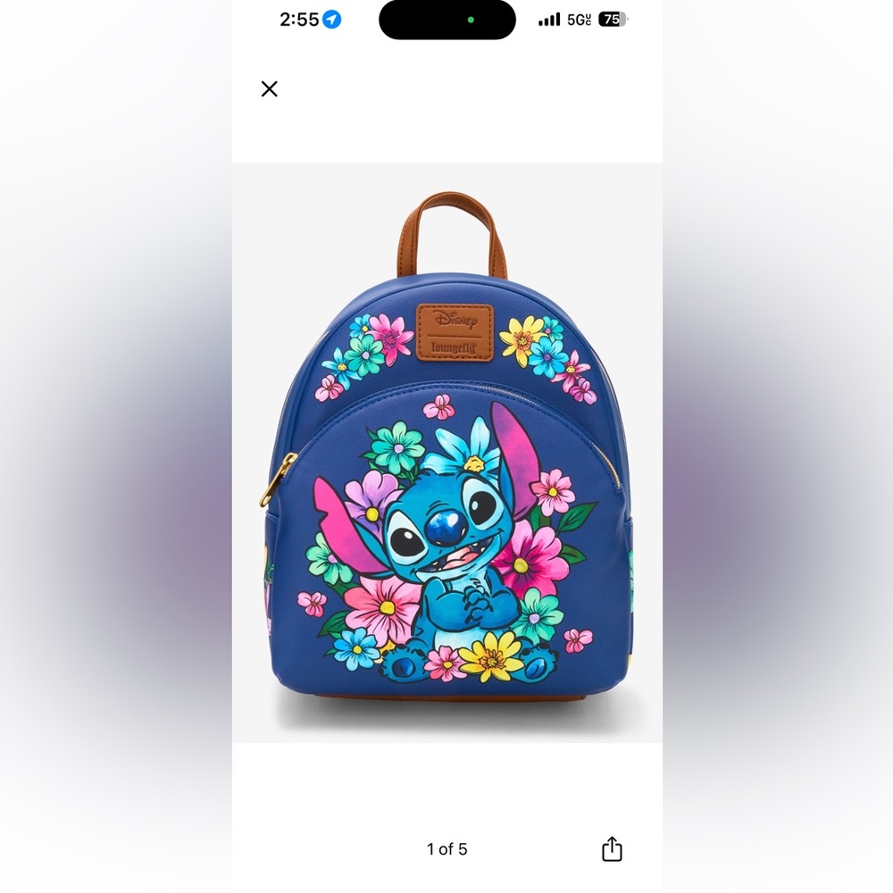 Disney Loungefly stitch tropical flowers mini backpack